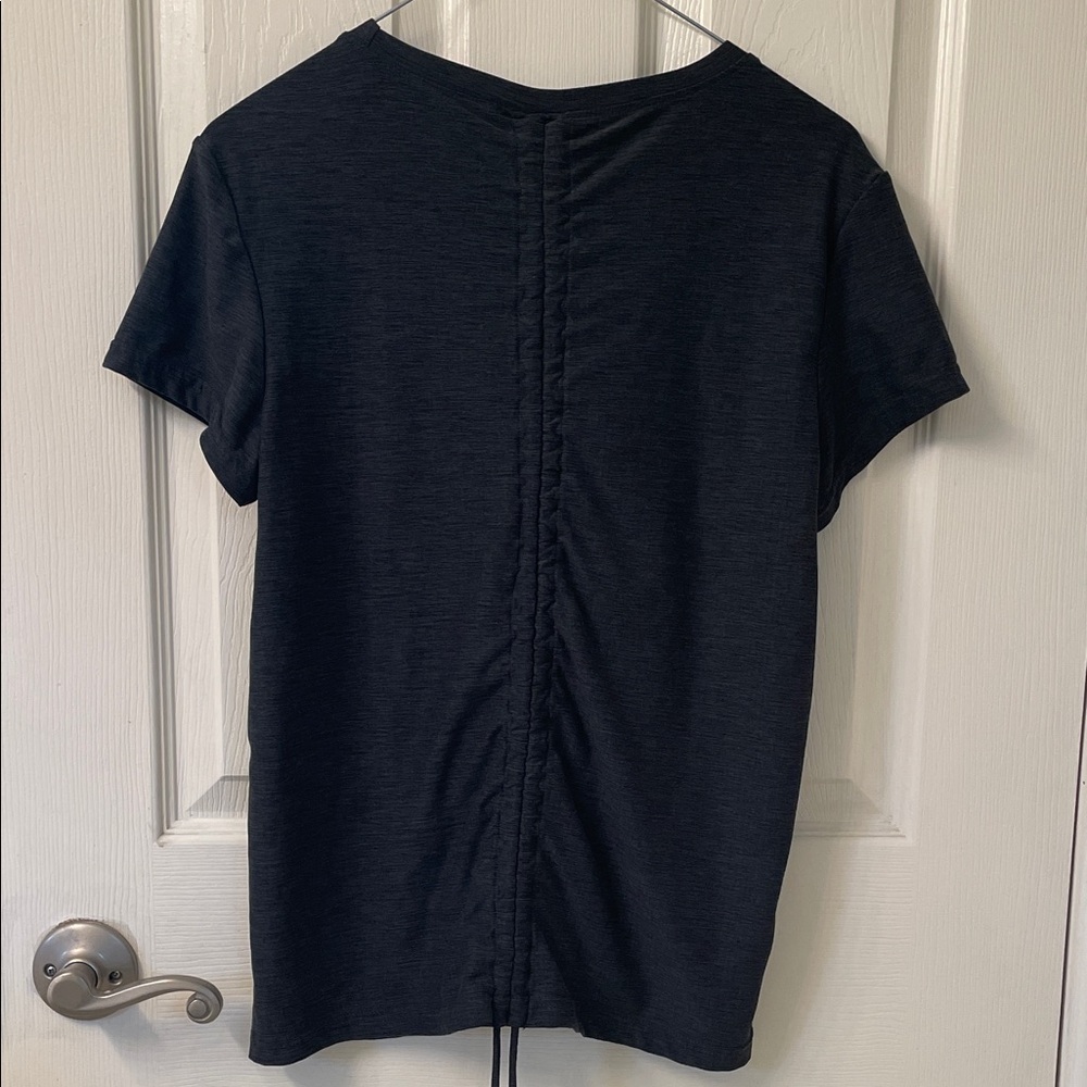 Dark Gray Adjustable Ruched Back Women's Active Workout Top